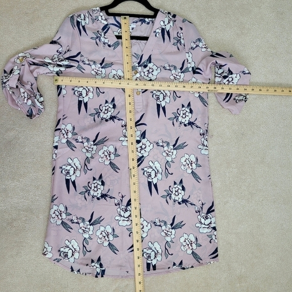 Floral Pink Bishop Sleeve dress blouse xs - Picture 8 of 13